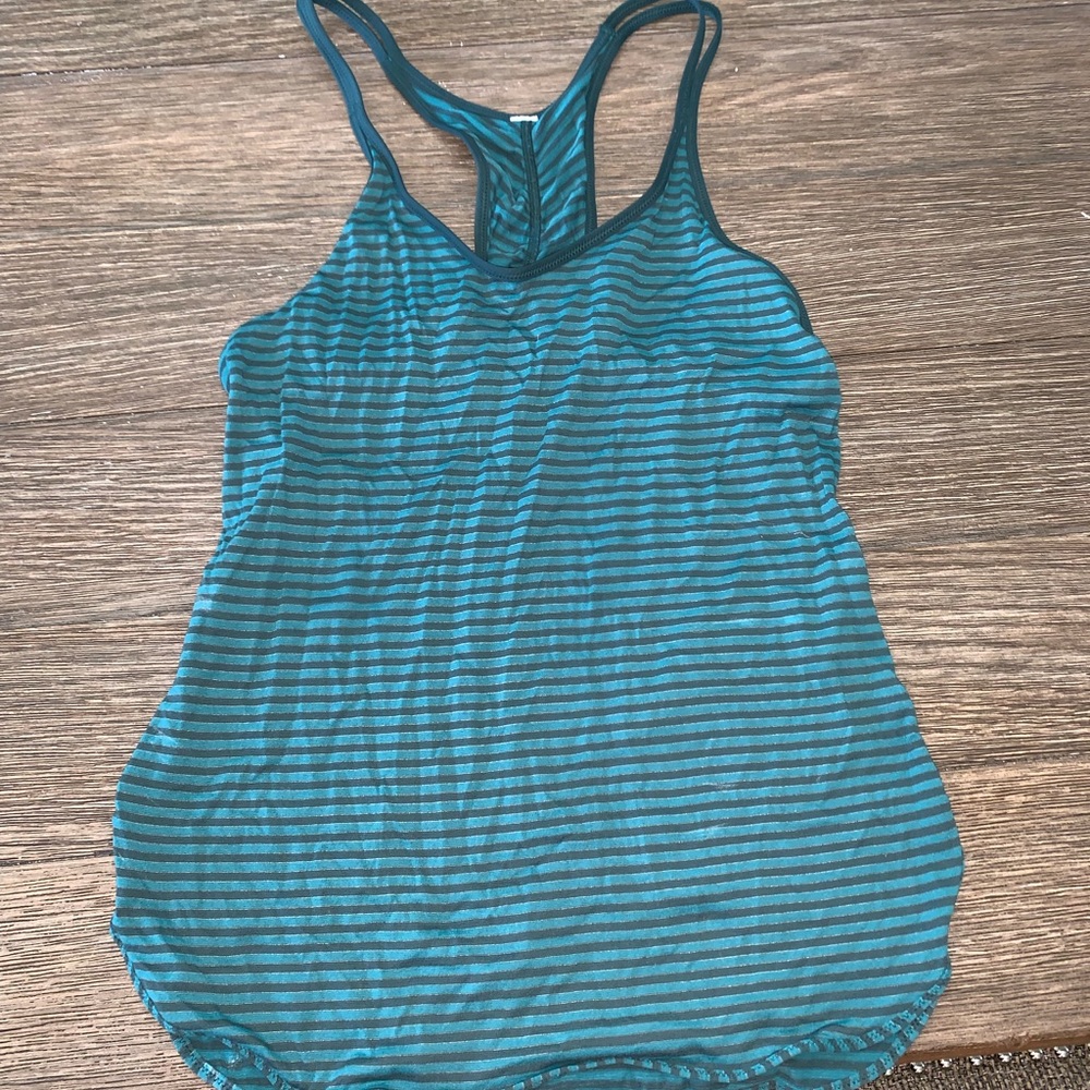 Green striped lululemon tank size 2